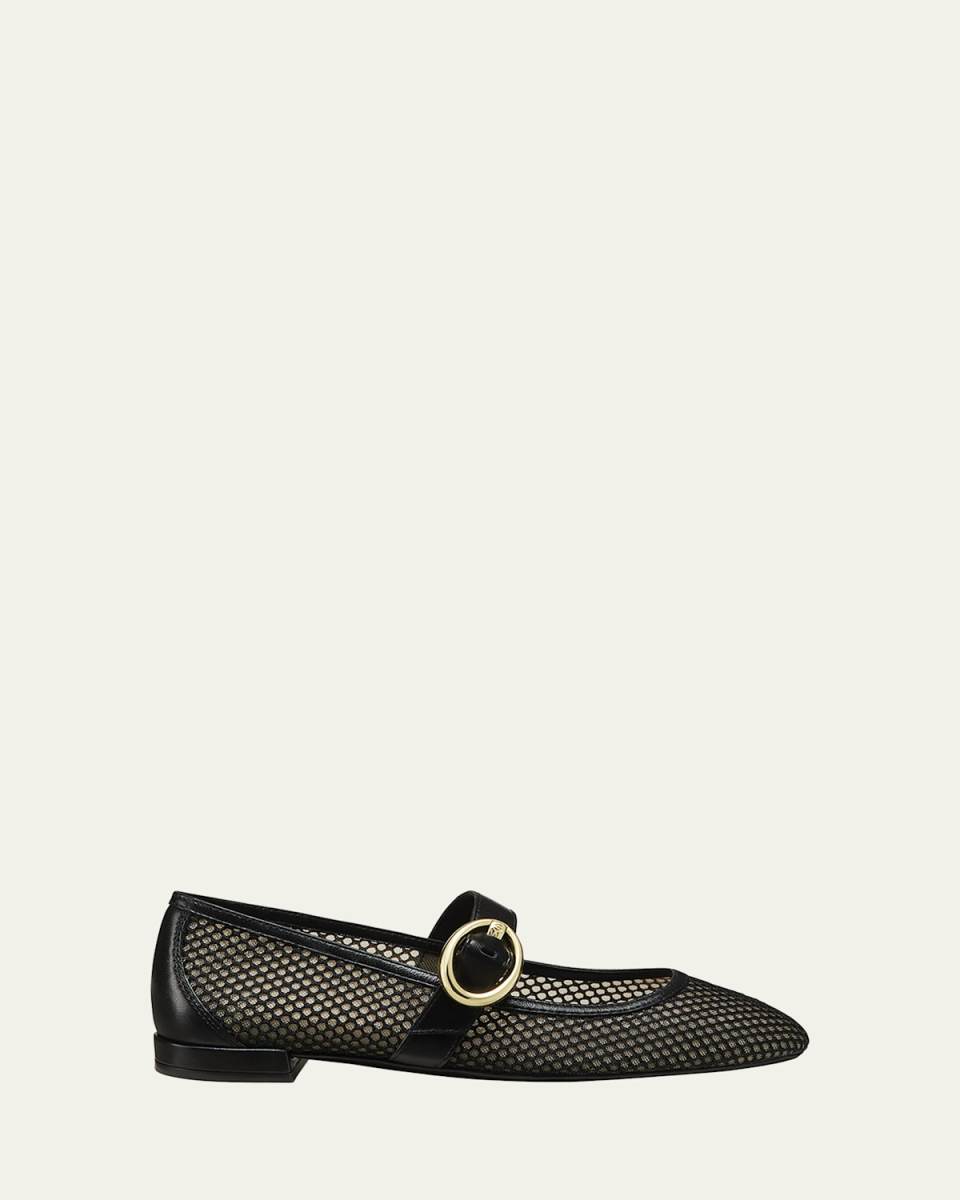 Arabella Net Mary Jane Ballerina Flats